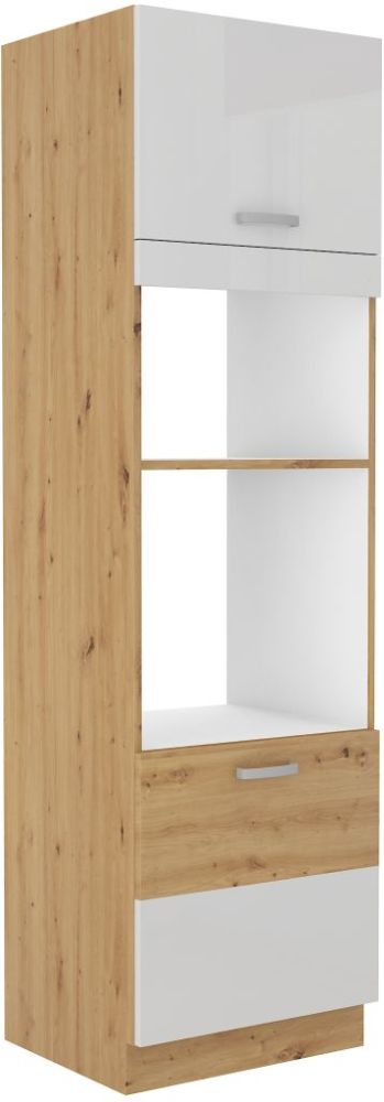 „Artisan“ orkaitės ir mikrobangų krosnelės spintelė, blizgiai balta, 60 DPM-210 2F