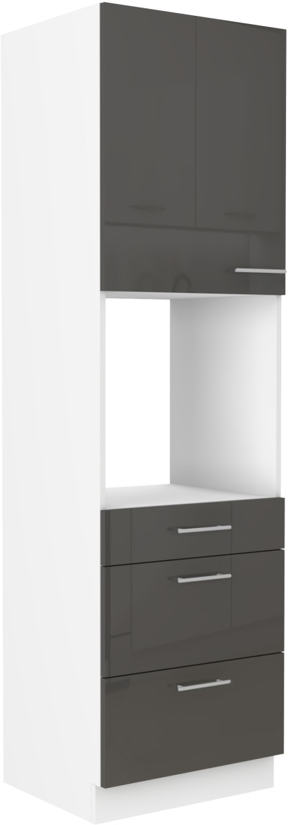 Stulpinė spintelė 60 cm orkaitės stalčiai Lara Grey 60 DPS-210 3S 1F