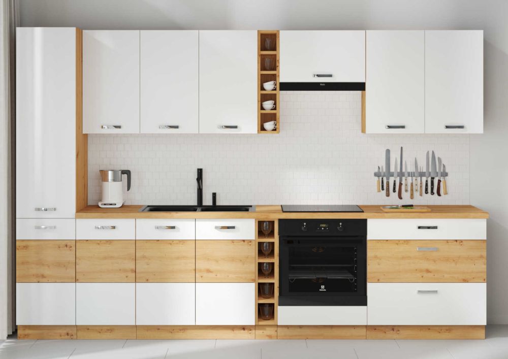 „Artisan“ virtuvės komplektas, 240 cm, baltas blizgus ir artisan ąžuolas — изображение 2