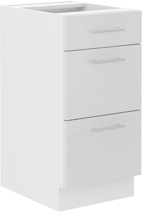 Apatinė spintelė 40 cm, stalčiai Lara, balta, 40 D 3S BB, PREM BOX