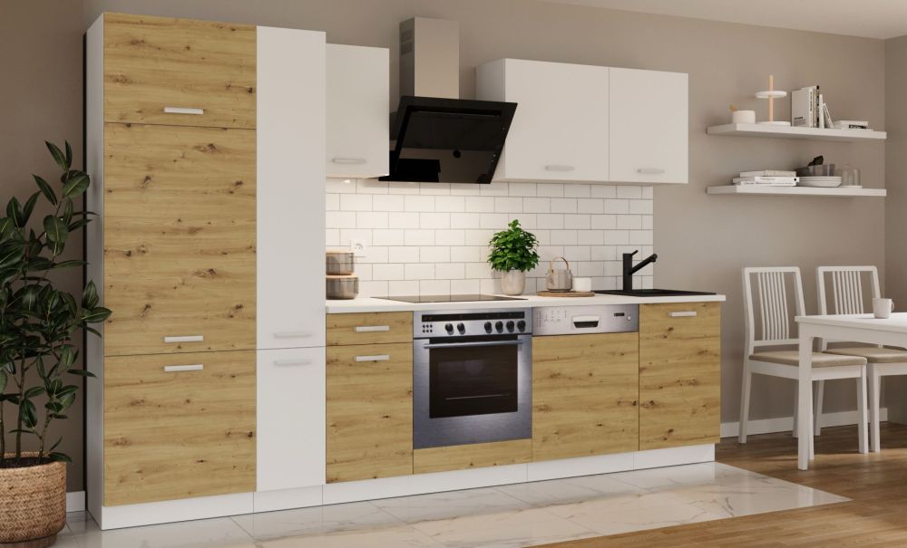 Virtuvės komplektas su stalviršiu, 300 cm virtuvė Toni artisan ąžuolas