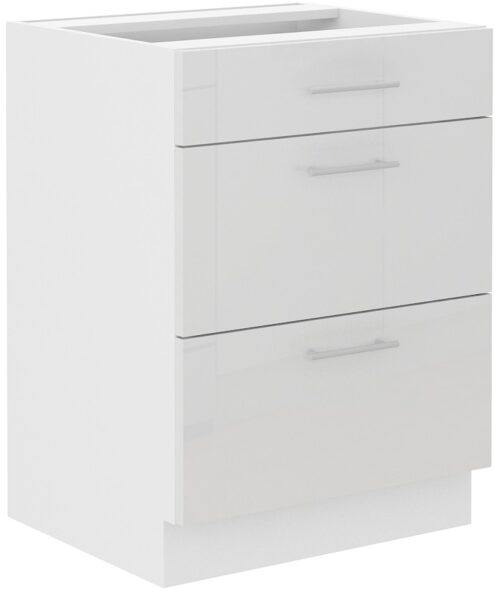 Apatinė spintelė 60 cm, stalčiai Lara White 60 D 3S BB PREM BOX