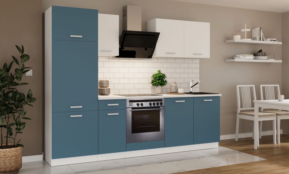 Virtuvės komplektas su stalviršiu, virtuvė 260 cm Toni skagerrak tamsiai mėlyna