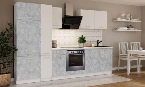 Virtuvės komplektas su stalviršiu, virtuvė 290 cm, Toni bellato pilka