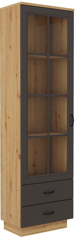 Stilinga vitrina su stalčiais 1D2S Flawia pilka