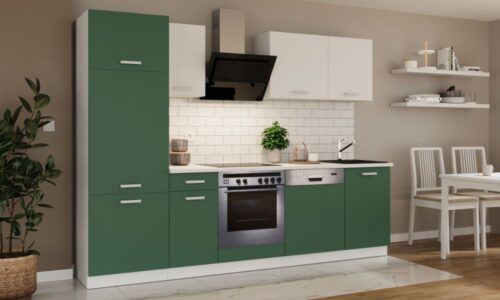 Virtuvės komplektas su stalviršiu, virtuvė 270 cm Toni žalias labradoras