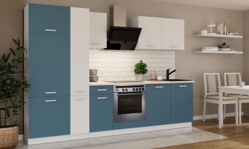 Virtuvės komplektas su stalviršiu, virtuvė 290 cm Toni skagerrak tamsiai mėlyna