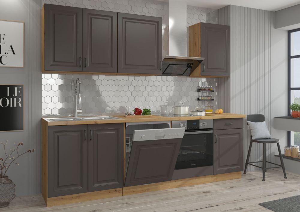 Stillo virtuvės komplektas iš grafito, 250 cm