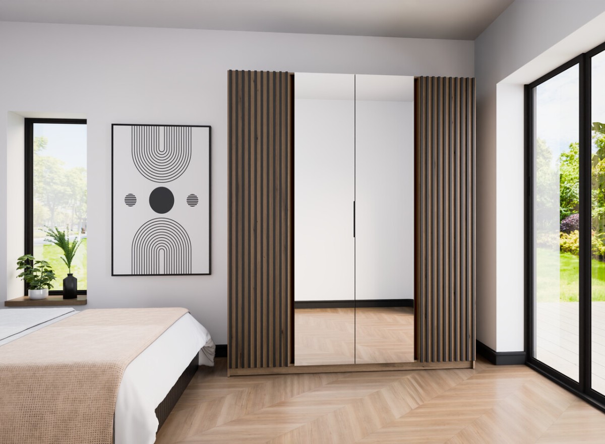 Kaja EV/EV-BL 2 keturių durų spinta su grotelėmis ir 2 veidrodžiais