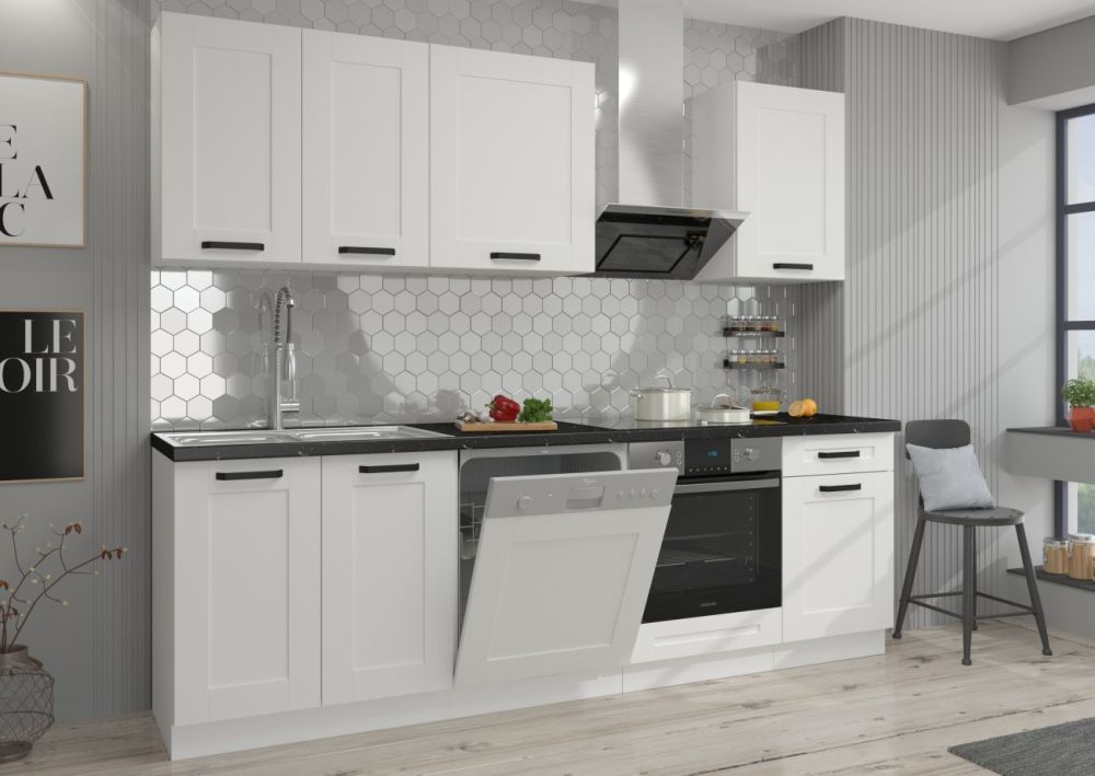 Luna baltas virtuvės komplektas, virtuvė 250 cm