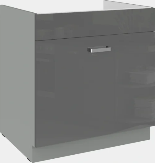 Apatinė spintelė 80 cm, kriauklės stalčius, pilka, 80 ZL 1S BB, PREMIUM BOX