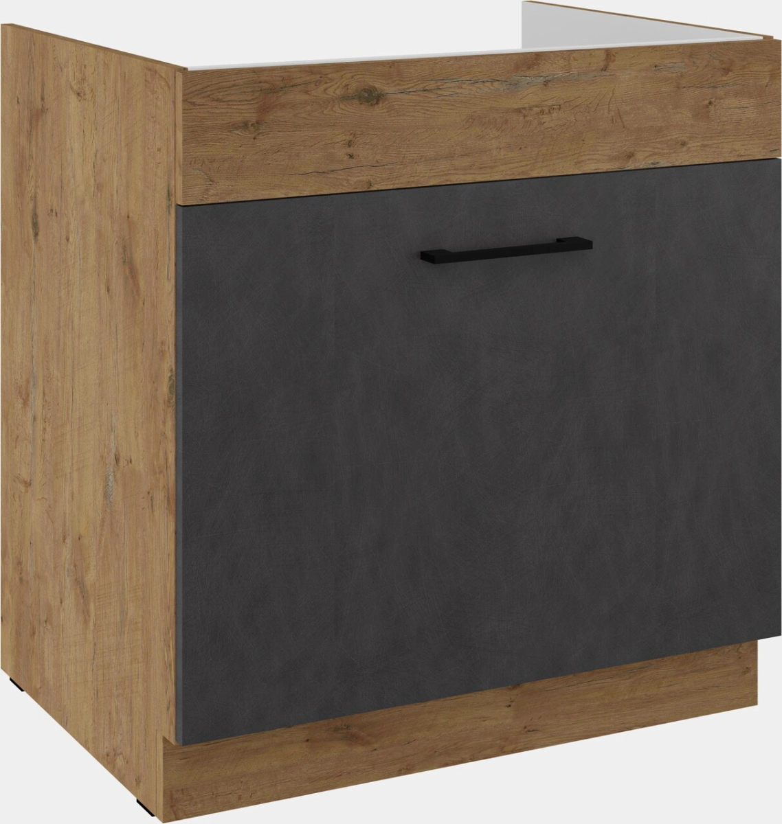 Apatinė spintelė 80 cm, kriauklė, stalčius, Vigo grafito matinė spalva, 80 ZL 1S BB PREMIUM BOX