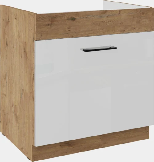 Apatinė spintelė 80 cm kriauklės stalčius Vigo balta blizgi 80 ZL 1S BB PREMIUM BOX