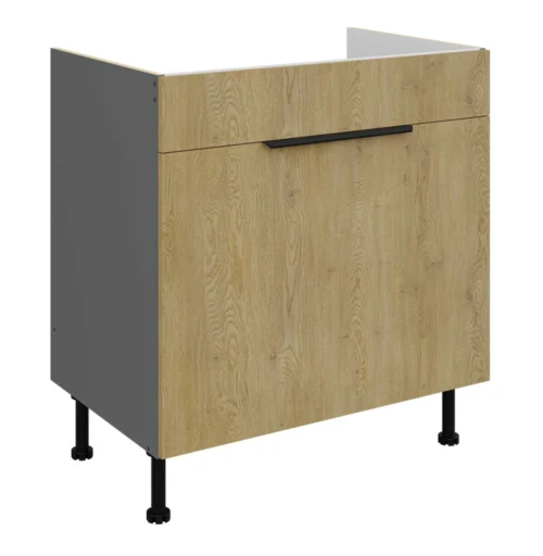 Apatinė spintelė 80 cm, kriauklė, stalčius, Cremona antracito spalvos 80 ZL 1S BB