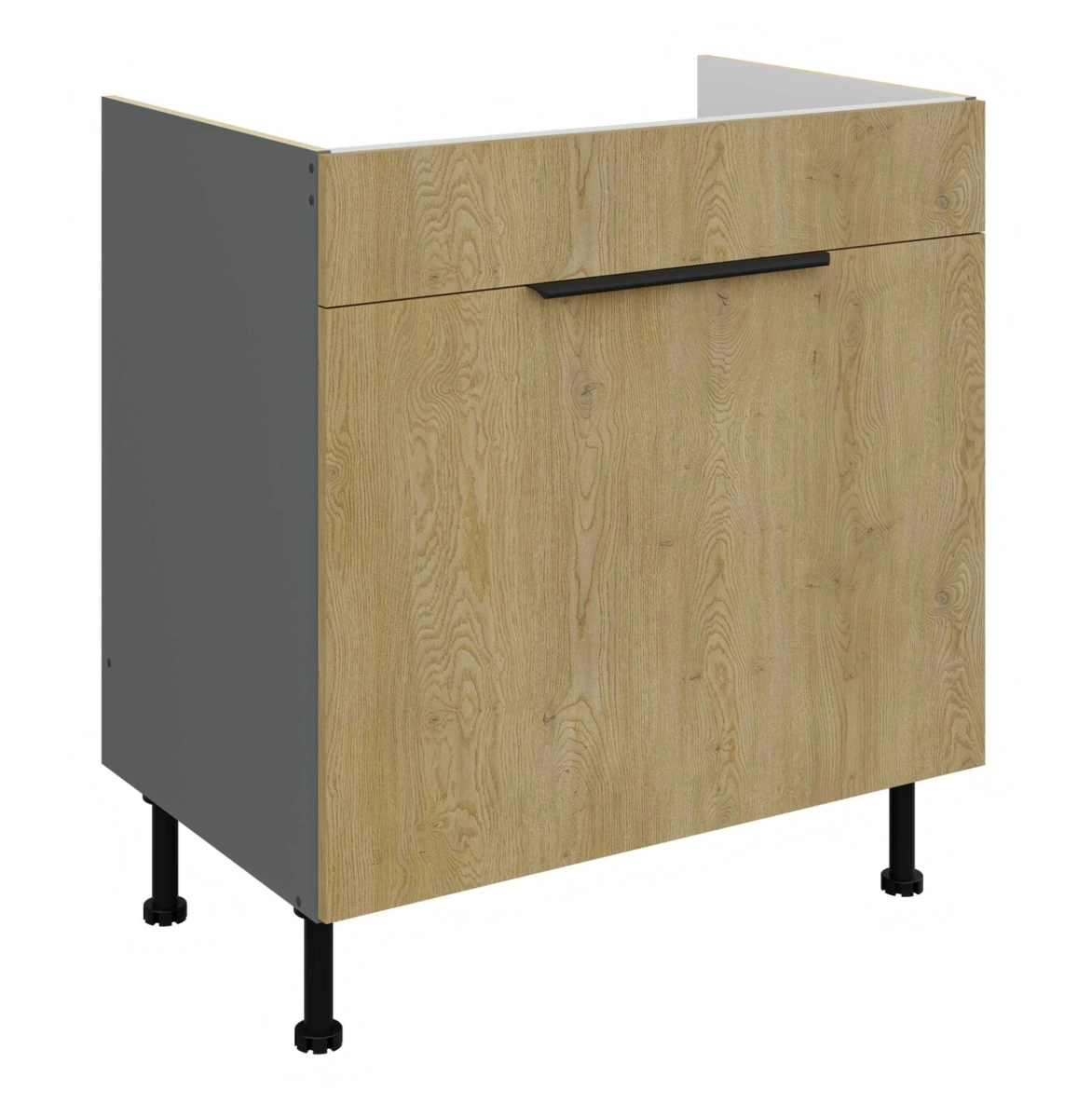 Apatinė spintelė 80 cm, kriauklė, stalčius, Cremona antracito spalvos 80 ZL 1S BB