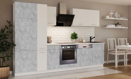 Virtuvės komplektas su stalviršiu, virtuvė 300 cm, Toni bellato pilka