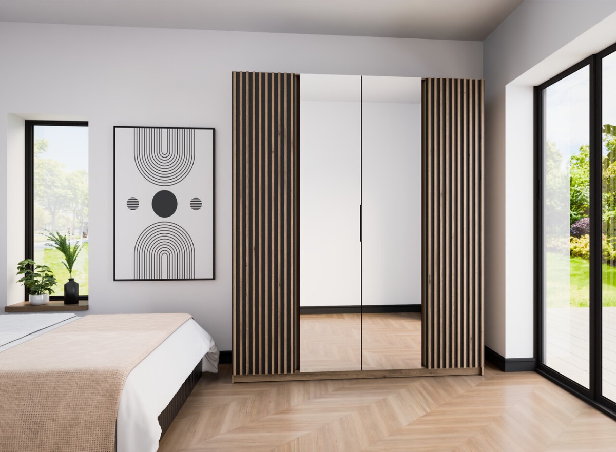 Kaja EV/BL-EV 2 keturių durų spinta su grotelėmis ir 2 veidrodžiais