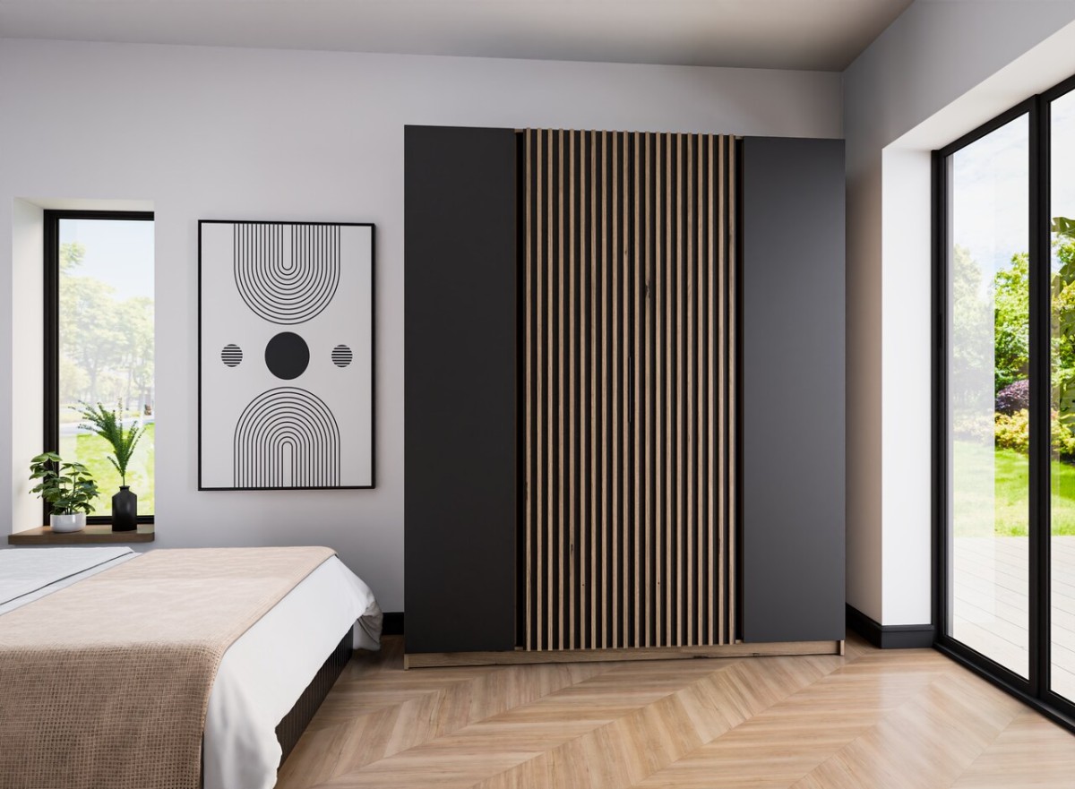 Kaja EV/BL-EV 2F keturių durų spinta, 2 skersiniai