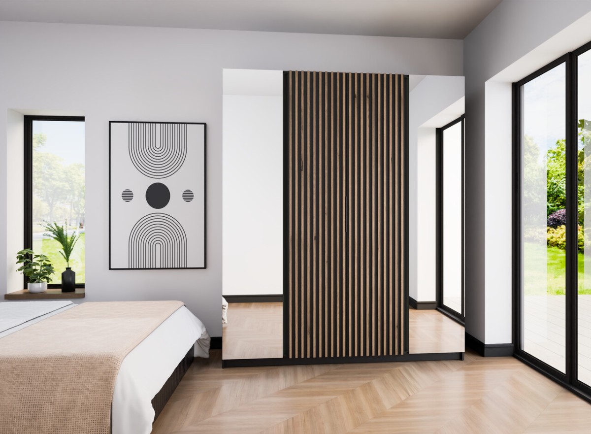 Kaja BL/BL-EV keturių durų spinta, 2 veidrodžiai, 2 skersiniai