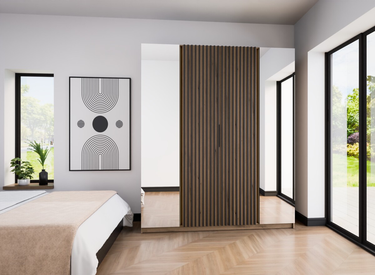 Kaja EV/EV-BL keturių durų spinta, 2 veidrodžiai, 2 skersiniai