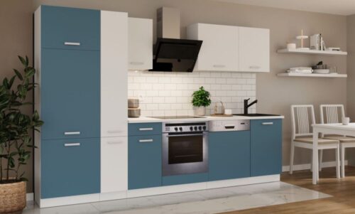 Virtuvės komplektas su stalviršiu, virtuvė 300 cm Toni skagerrak tamsiai mėlyna