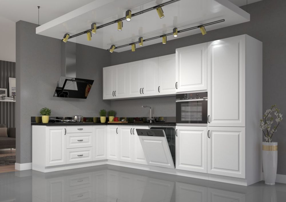 Viršutinė kampinė spintelė 60 cm Stillo balta/balta 60x60 GN-72 2F 90 laipsnių