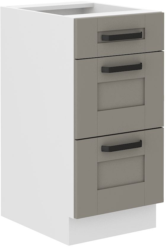 Luna balta/molio pilka 40 D 3S BB apatinė spintelė 40 cm su stalčiais