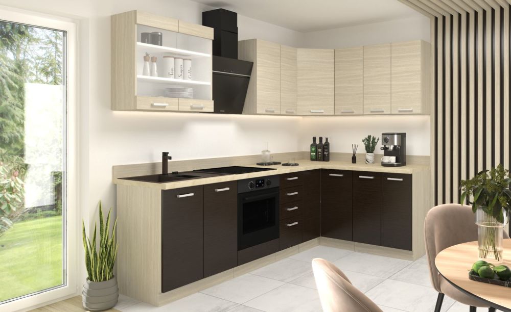 Kampinė virtuvė 270-150 cm Šamoni, kampinis komplektas