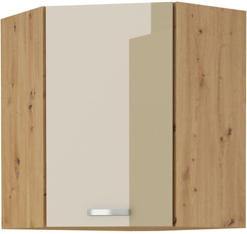 Viršutinė spintelė 60/60 cm kampinė „Artisan cappuccino“ blizgi 60×60 GN-72 (45 laipsnių) 1F