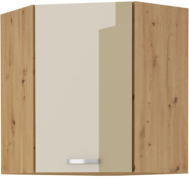 Viršutinė spintelė 60/60 cm kampinė „Artisan cappuccino“ blizgi 60x60 GN-72 (45 laipsnių) 1F