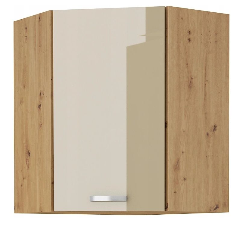 Viršutinė spintelė 60/60 cm kampinė „Artisan cappuccino“ blizgi 60x60 GN-90 (45 laipsnių) 1F