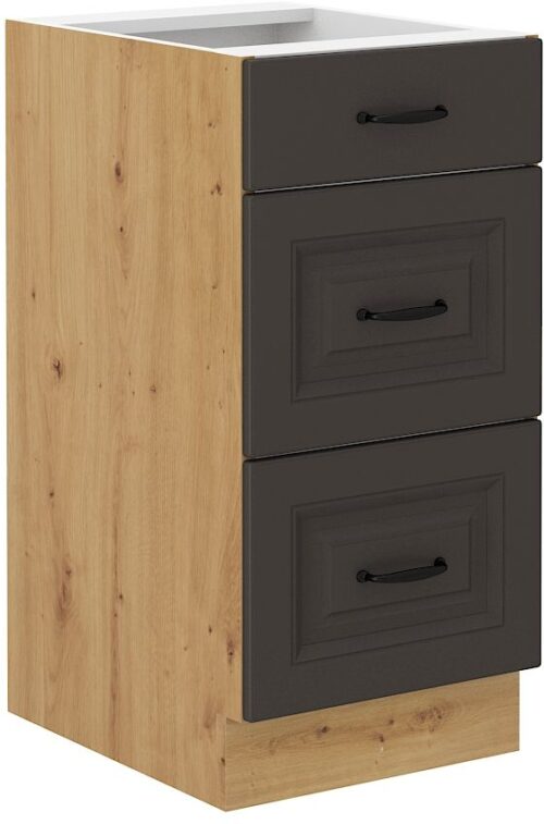 Apatinė spintelė 40 cm su stalčiais Stillo artisan/grafito spalvos 40 D 3S BB