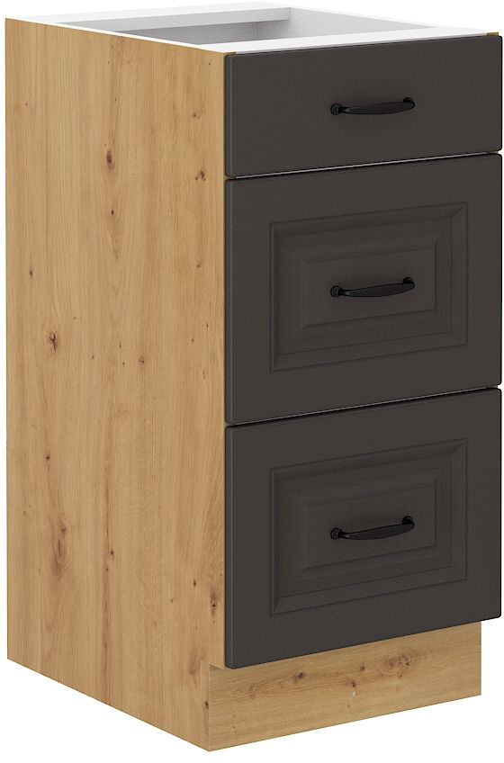 Apatinė spintelė 40 cm su stalčiais Stillo artisan/grafito spalvos 40 D 3S BB