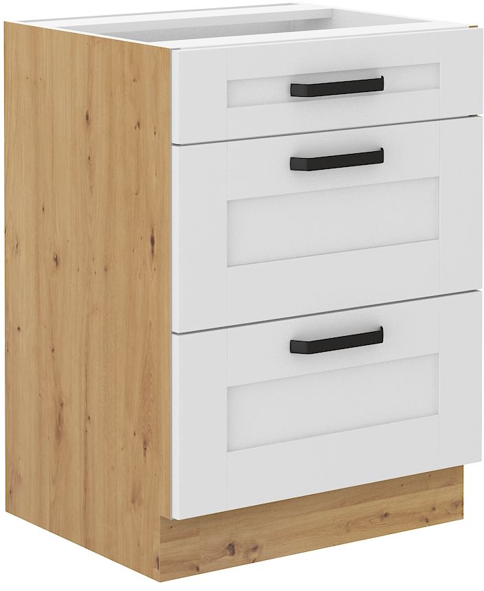 Apatinė spintelė 60 cm su stalčiais Luna balta/artisan 60 D 3S BB