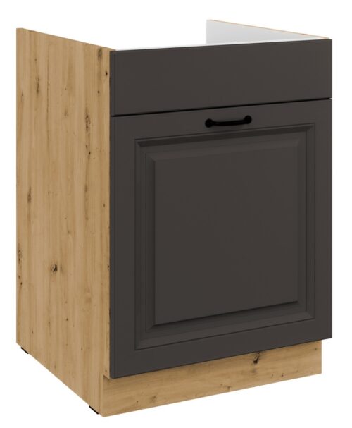 Apatinė spintelė 60 cm, kriauklė, stalčius, Stillo artisan/grafitas, 60 ZL, 1S, BB, PREMIUM BOX