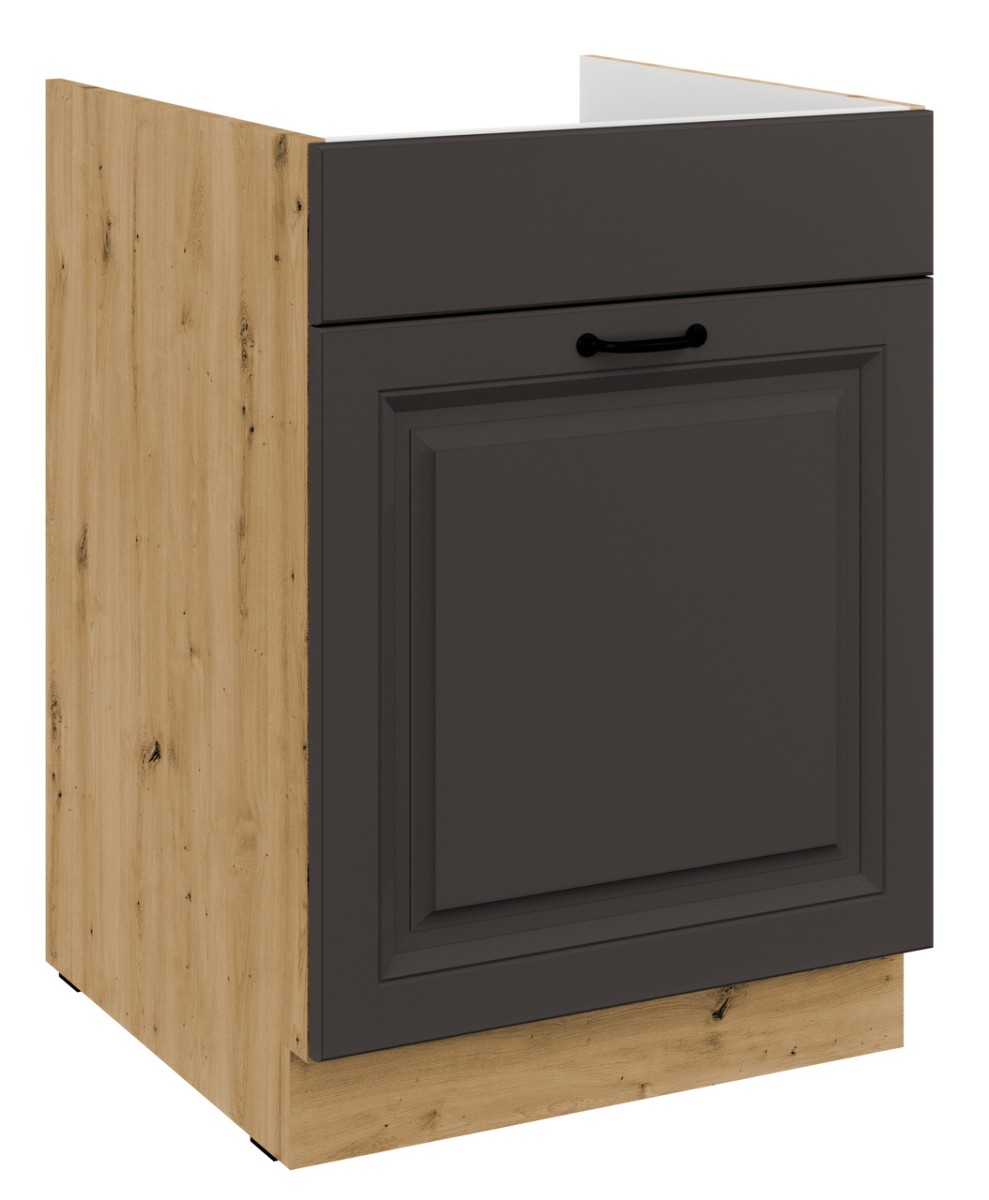 Apatinė spintelė 60 cm, kriauklė, stalčius, Stillo artisan/grafitas, 60 ZL, 1S, BB, PREMIUM BOX