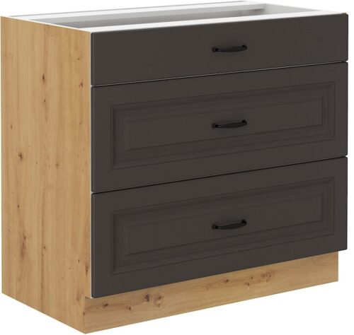 Apatinė spintelė 80 cm su stalčiais Stillo artisan/grafito spalvos 80 D 3S BB