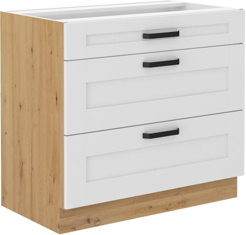 Apatinė spintelė 80 cm su stalčiais Luna balta/artisan 80 D 3S BB