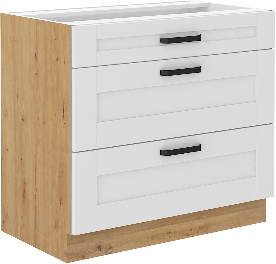 Apatinė spintelė 80 cm su stalčiais Luna balta/artisan 80 D 3S BB