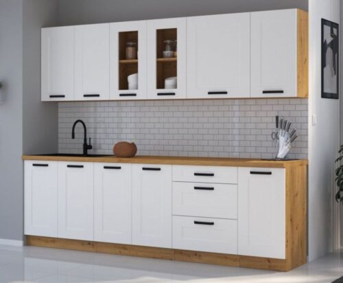 Virtuvės komplektas, virtuvė 260 cm balta/artisan Luna