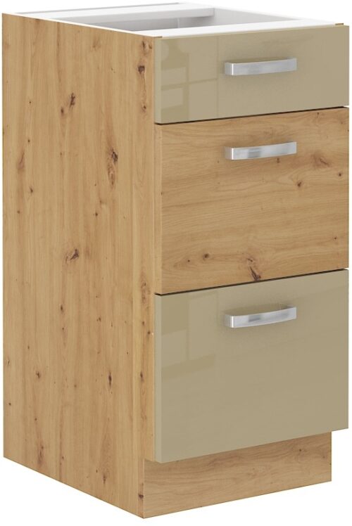 Apatinė spintelė 40 cm su stalčiais Artisan kapučino blizgi 40 D 3S BB PREM BOX