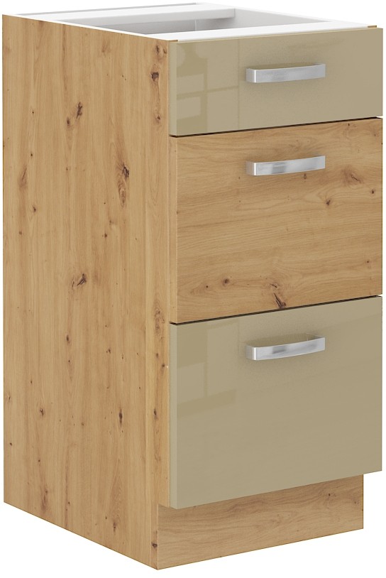 Apatinė spintelė 40 cm su stalčiais Artisan kapučino blizgi 40 D 3S BB PREM BOX