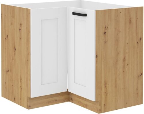 Apatinė kampinė spintelė 90/90 cm Luna balta/artisan 90×90 ND 2F BB