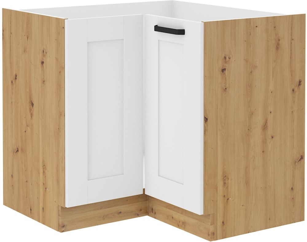 Apatinė kampinė spintelė 90/90 cm Luna balta/artisan 90x90 ND 2F BB