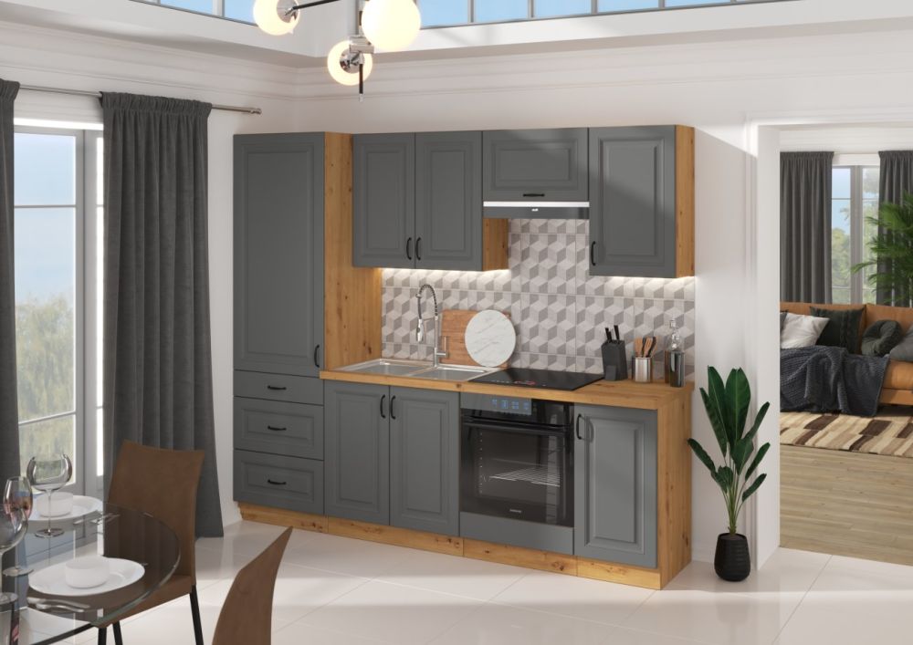 Viršutinė spintelė 40 cm vitrina Stillo artisan/dulkių pilka 40 GS-90 1F - Paveikslėlis 6