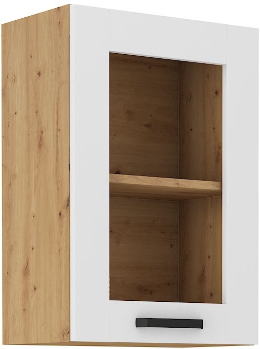 Viršutinė spintelė 40 cm vitrina Luna balta/artisan 40 GS-72 1F