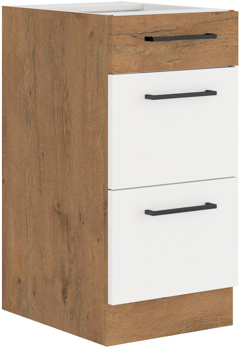 Vigo balta blizgi apatinė spintelė su stalčiais 40 D 3S BB