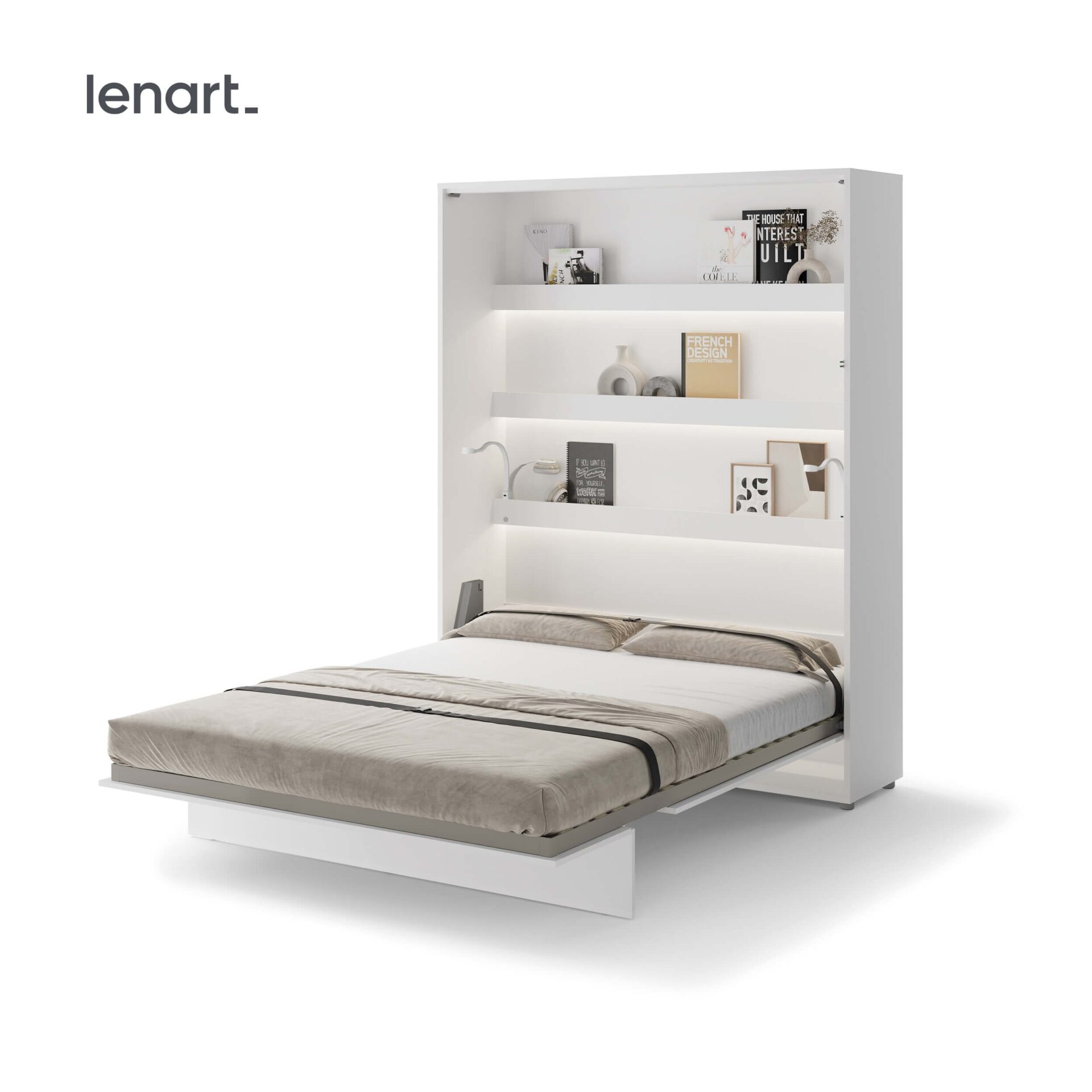 Lenart BED CONCEPT BC-12 vertikali sieninė lova 160 cm balta