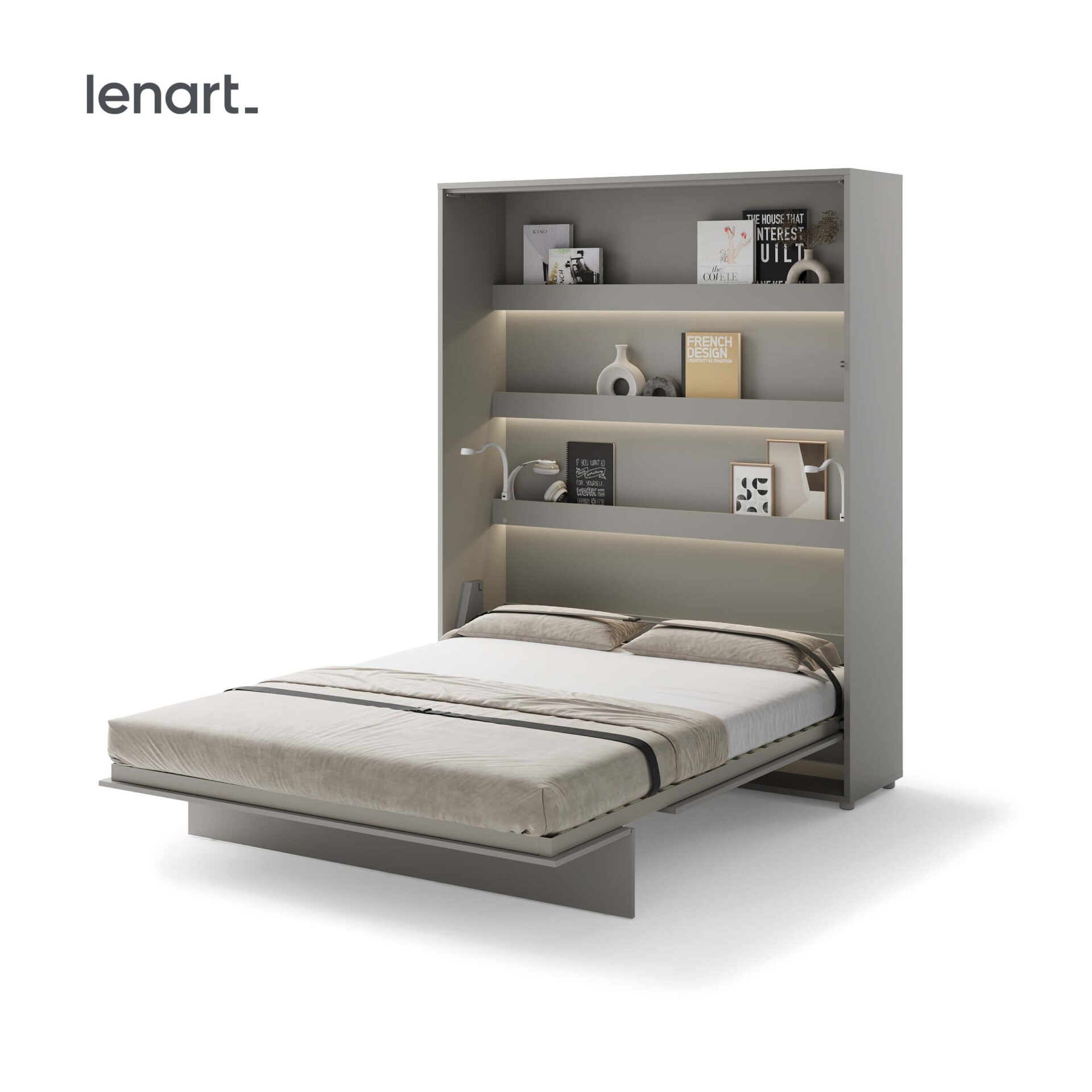 Lenart BED CONCEPT BC-12 vertikali sieninė lova 160 pilka