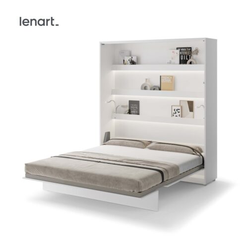 Lenart BED CONCEPT BC-13 vertikali sieninė lova 180 cm, balta blizgi